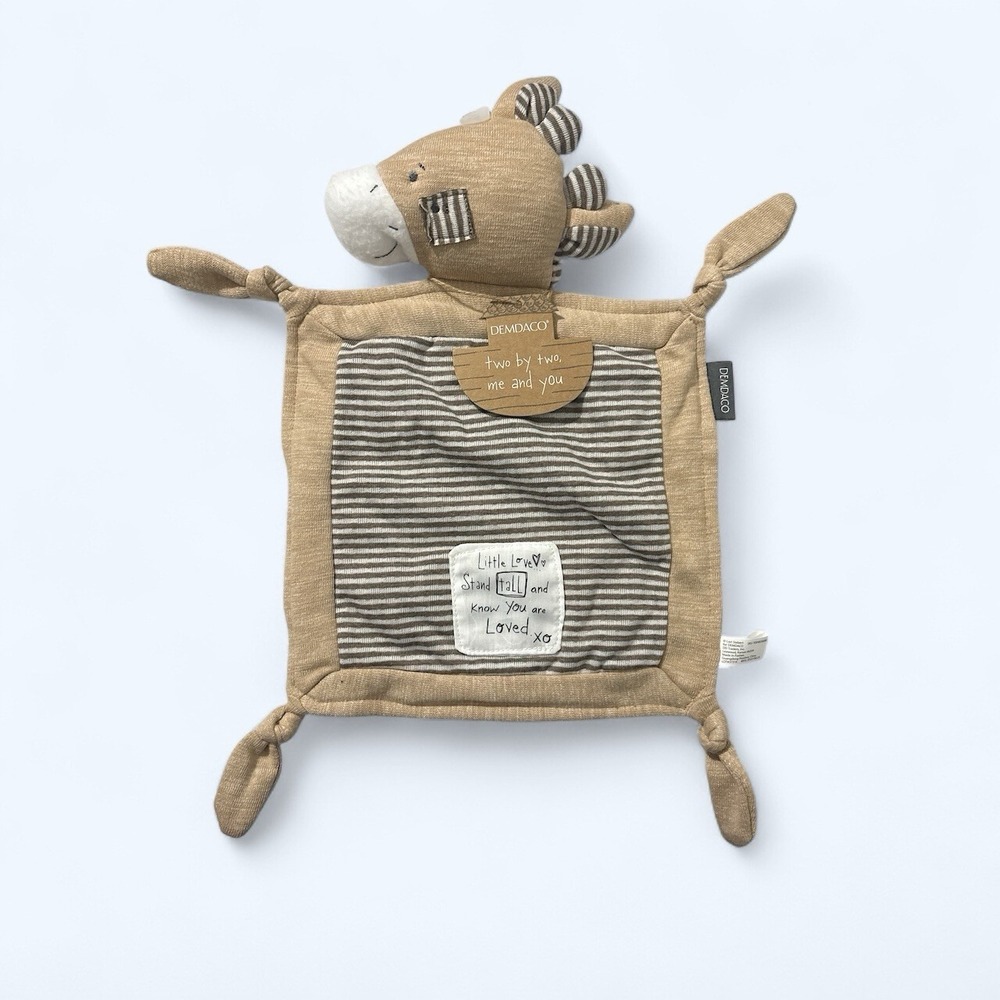 Giraffe Rattle Lovey Khaki Gray Stripes Knotted Know That You Are Loved‎ 9x14